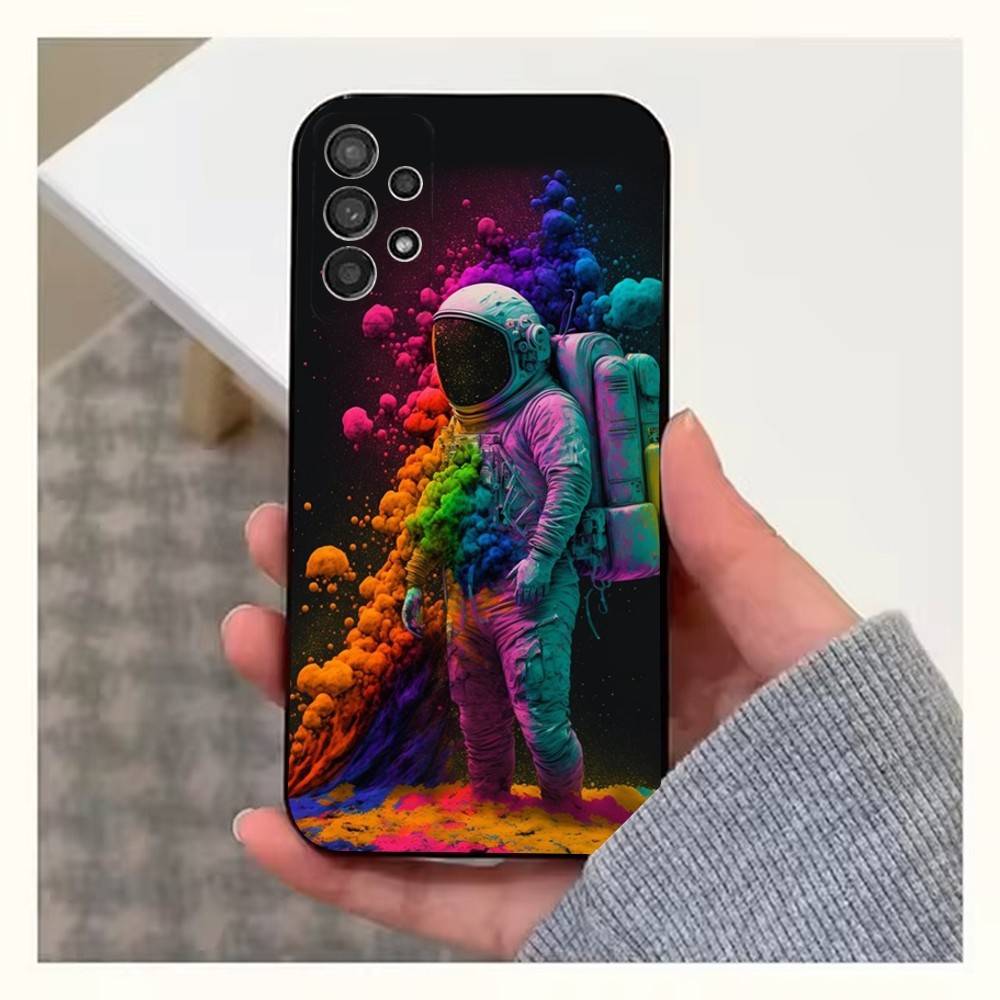 Cute Astronaut Phone For Samsung S22,S25,S24,S23,Ultra,FE,Plus,S21,S20,S10,S9,Lite,Soft Silicone Black