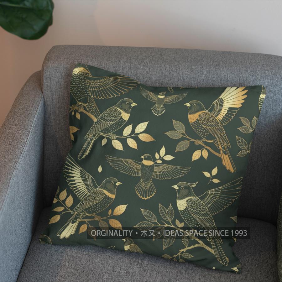 2D Exquisite Birds Pattern Decorative Pillow Cover Pattern Cushion Cover Suitable For Sofa Bedroom Car Pillow Cover