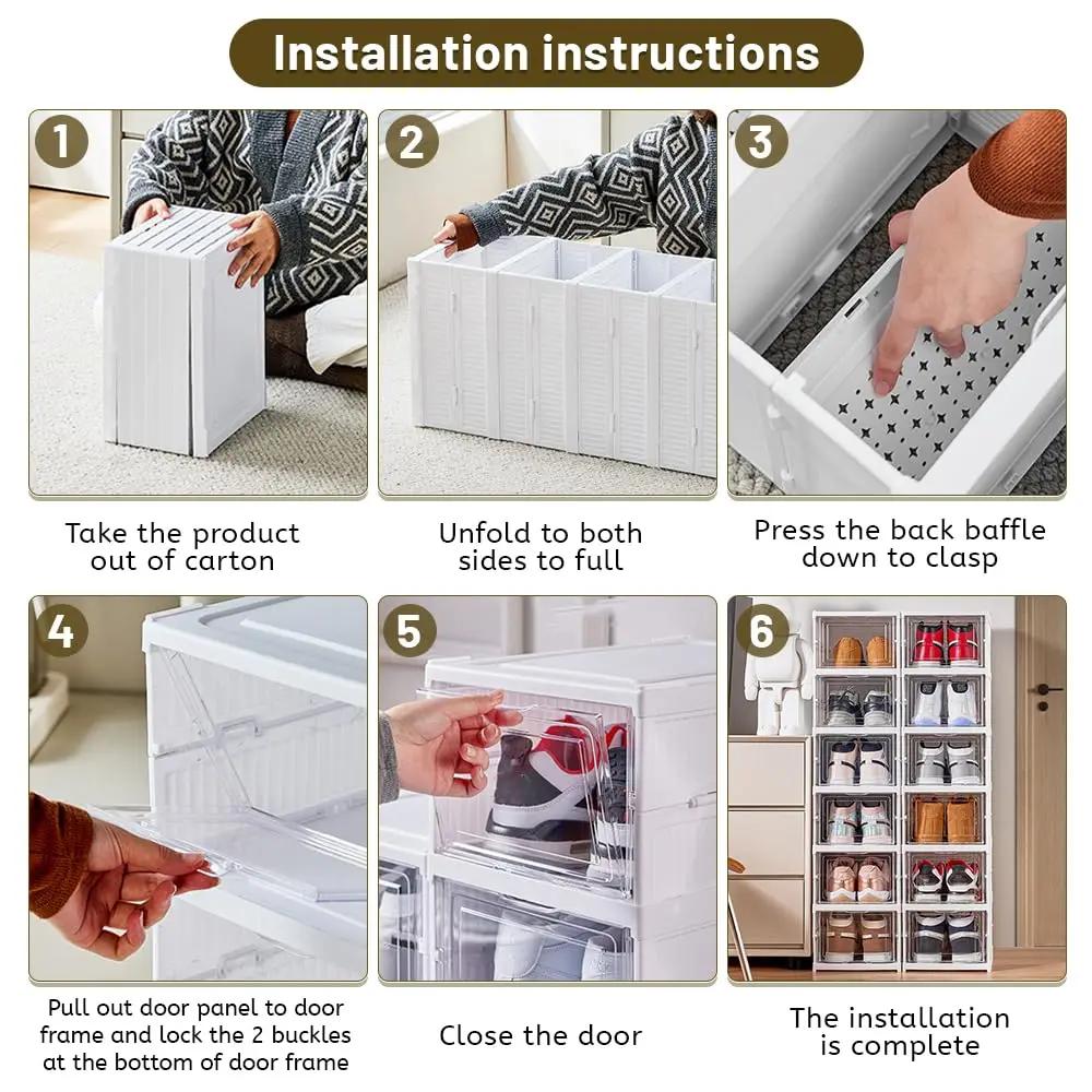 Faltbare Schuhbox Transparent Staubdicht Schuh-Organizer Mit Deckel Flur Stapelbarer Schuhschrank Schrank Sneaker Aufbewahrungsregal