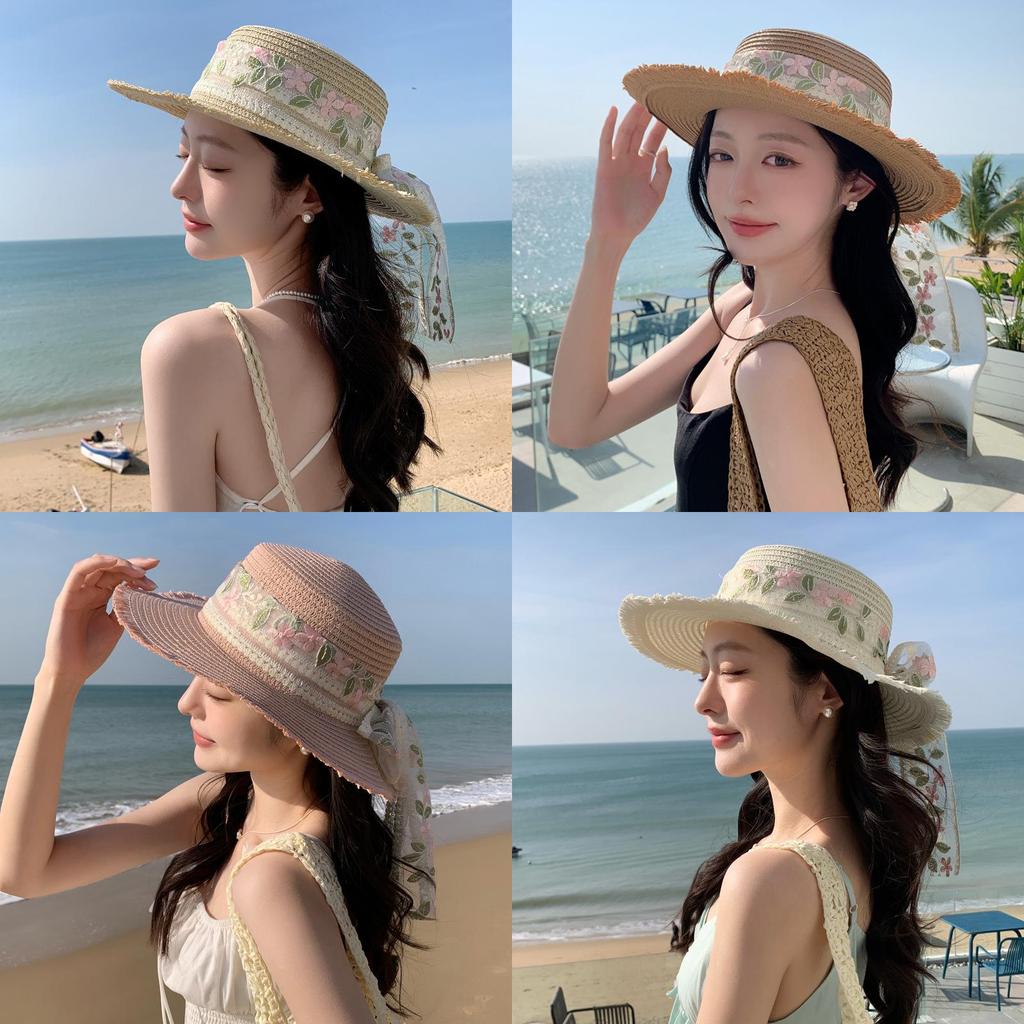 Summer Straw Hat For Women With Wide Brim Sunshade And Adjustable Fit For Beach Vacation
