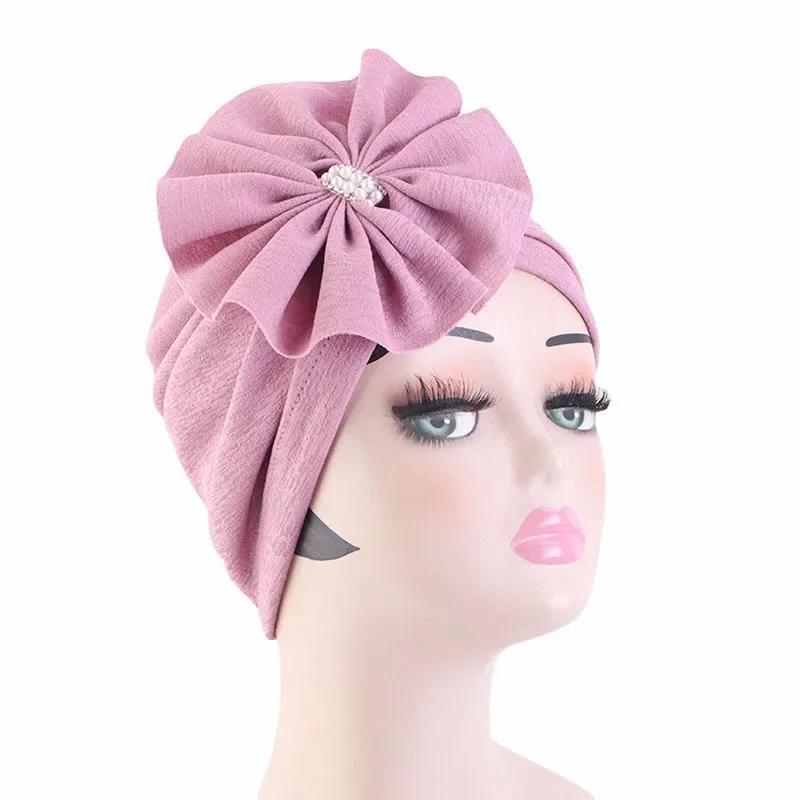 Bowknot Turban Indian Women Muslim Hijab Stretch Chemo Cap Cancer Hat Hair Loss Cover Head Scarf Wrap Beanies Bonnet Headwear