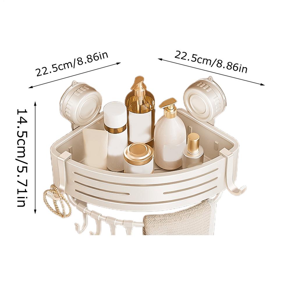 Corner Shower Caddy Suction Cup No-Drilling Removable Shower Caddy Basket Powerful Suction Bathroom Shower Shelf Organizer