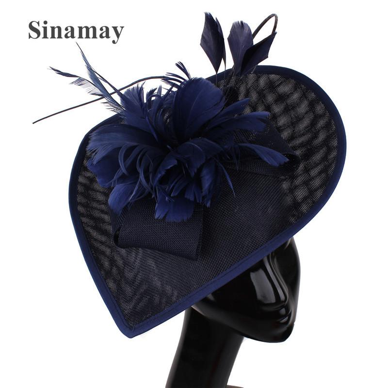 Off-White Linen Headgear Popular Bridal Hair Accessories Banquet Photo Top Hat Feather Headgear