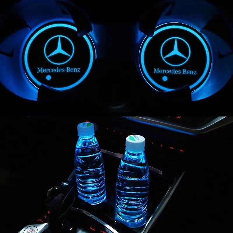 WAK3 Luminous Car Cup Holder Mat Anti-Slip Coaster Pad For Mercedes Benz W212 GLC GLE W203 W204 GLA Interior Mouldings FGSBD-BENZ