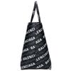 BALENCIAGA 702703 210HC Coated Canvas BB All-Over Logo Tote Bag Black x whiteUsed