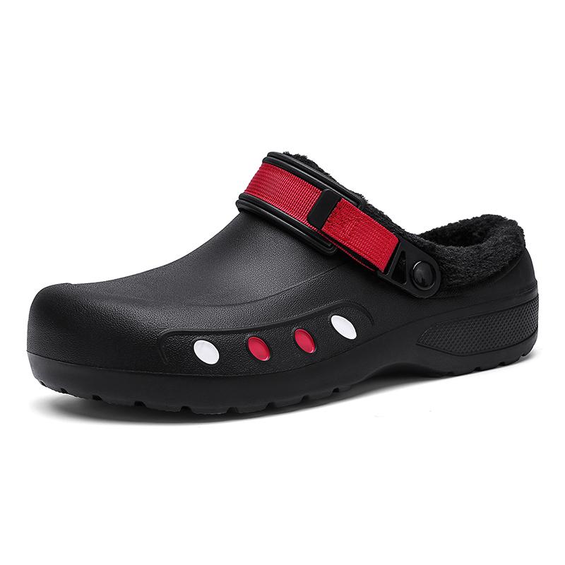Head Cover Autumn Winter Waterproof Non-Slip Warm Hotel Special Work Shoes for Chefs Thickened Fluffy Cotton Slippers with