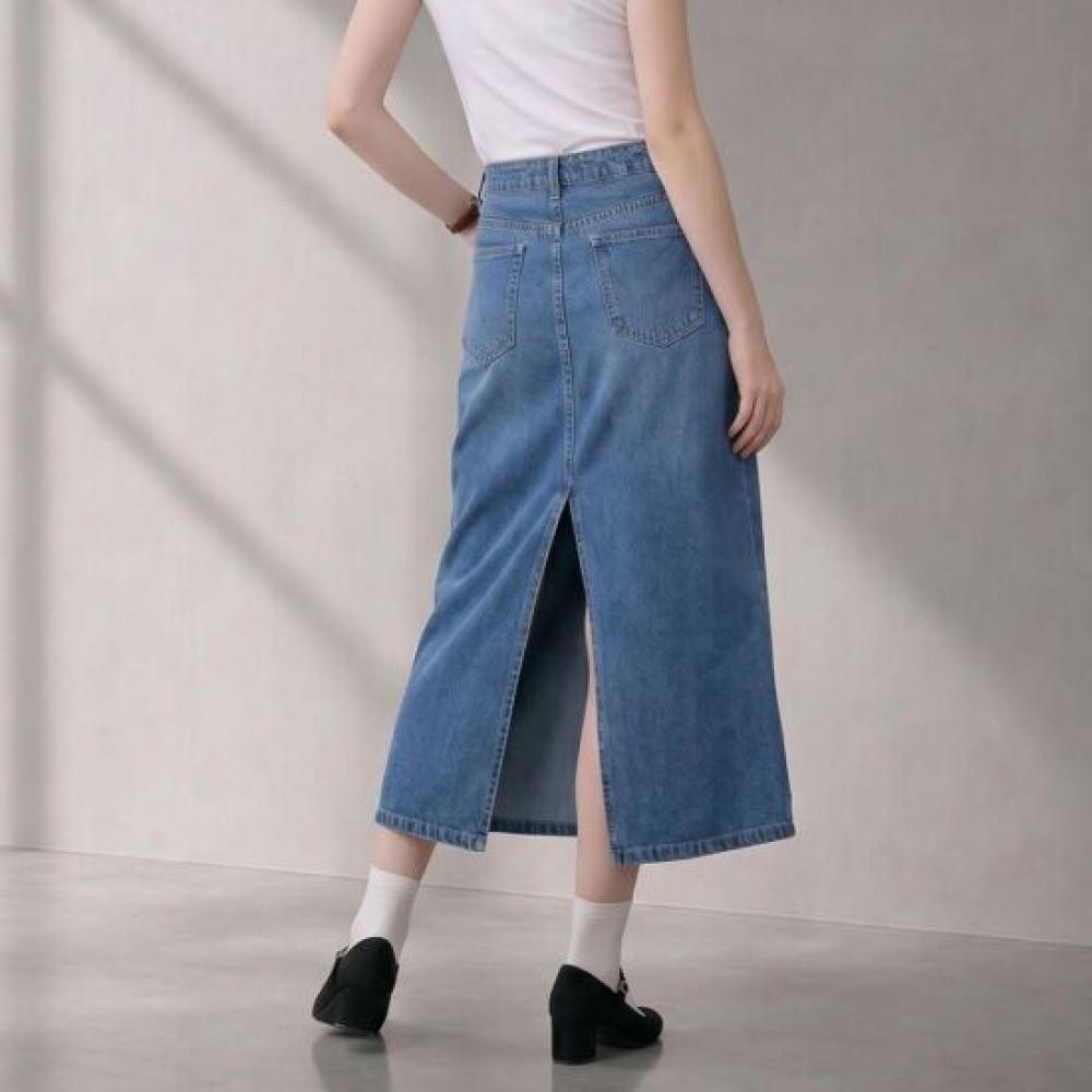 Desire Rose Women Summer H Line Slit Denim Skirt 4 Colors