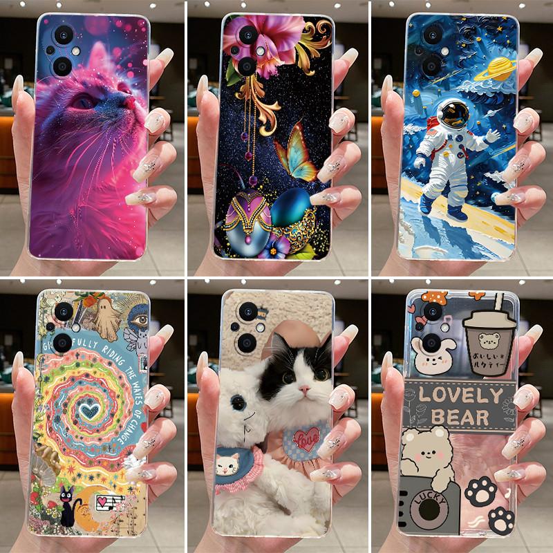 For Oppo Reno 7Z 8Z 5G Case CPH2343 CPH2457 Aesthetic Fashion Cute Cat Soft Cover Oppo Reno7 Z Reno8 Z 5G Transparent Phone Case