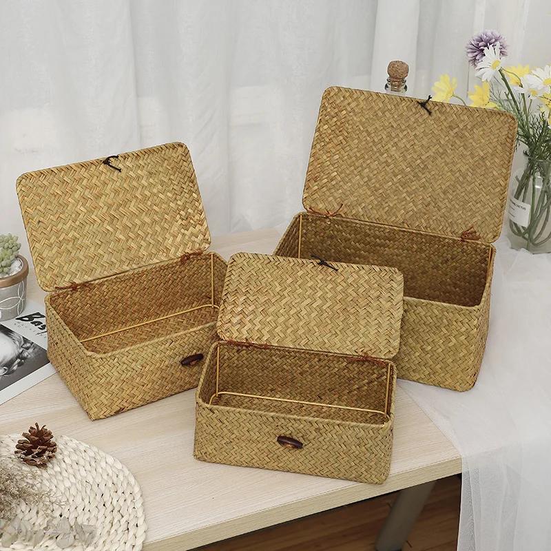 Classic and Retro Seaweed Woven Storage Boxes, Various Bath Towels and Cosmetic Containers, Storage Basket Handicrafts