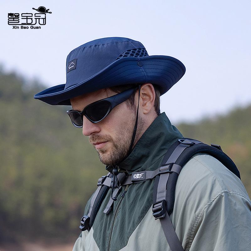 9228 summer men's breathable sun hat outdoor fishing hat big brim basin hat mountaineering sun protection bucket hat