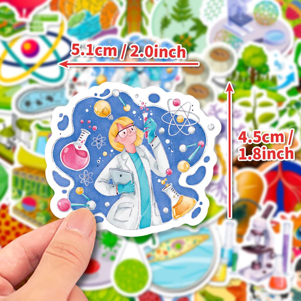 50 Cartoon Creature Stickers Cute Cartoon Biology Class Children's Stationery Notebook Water Cup DIY Waterproof