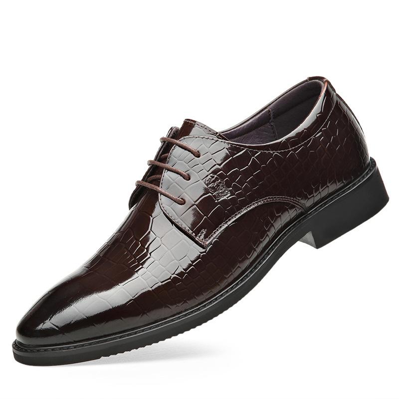 Old man head brand wedding shoes bright leather wedding wear wedding leather shoes men's business leather shoes first layer cowhide lace-up leathe