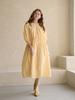 Kaie Pleated Neckline Strap Long Dress_Yellow