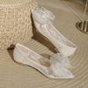 French Style Women's Flat Shoes, New Fairy Style Pearl Bridesmaid Single Shoes, Mesh Breathable and Gentle Sandals for Women