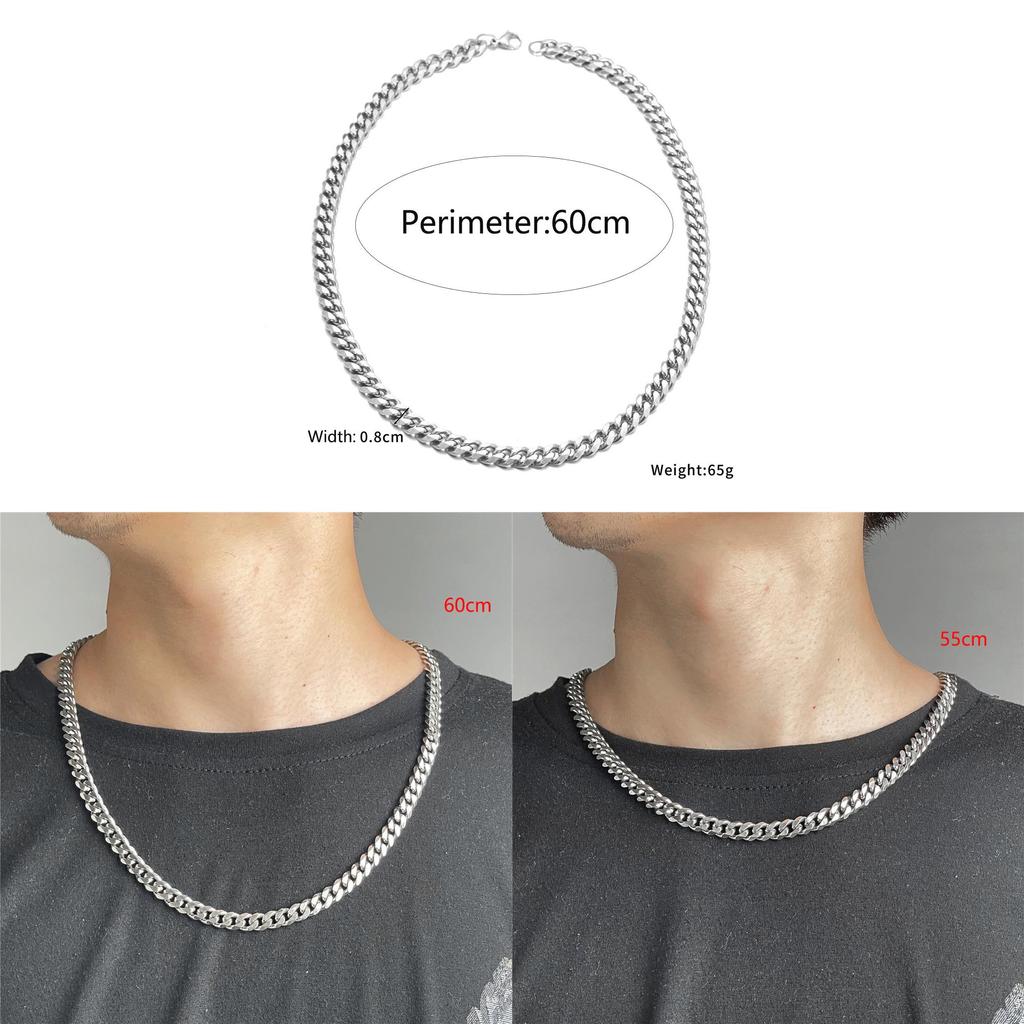 Titanium Steel Cuban Chain Necklace For Men With Geometric Style Streetwear Jewelry