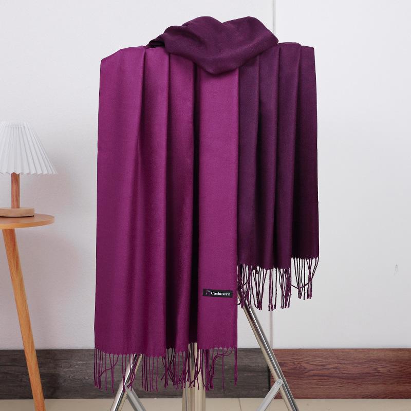 Double-sided Two-color Scarf for Women Autumn and Winter High End New Wool Scarf Shawl Imitation Cashmere Scarf