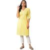 Aurelia Women's Cotton Regular Yellow Floral Printed V-Neck Kurta (23FEA13899-506697