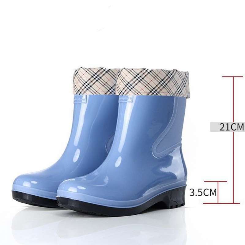 Four Seasons Rain Shoes Women's Short Thermal Rain Boots Adult Velvet Cotton Waterproof Shoes Non-slip Work Rubber Shoe Cover Water Boots Winter
