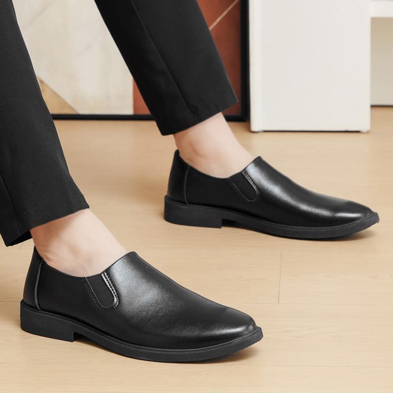Men's new one-pedal lazy business casual leather shoes soft-soled breathable pointed shoes men