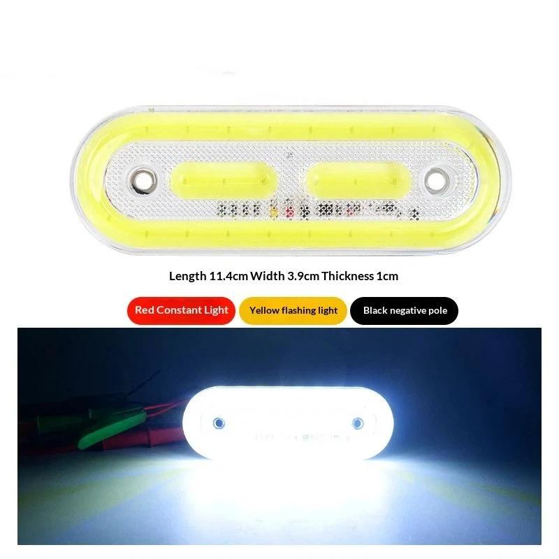 1Pcs Cob Small Oval Warning Light Constant Strobe Modes 12 To 80V Multiple Colors For Trucks Cars Motorcycle Safety