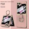 Elektroplate Skall Film Vevd Ring Telefondeksel for Samsung Galaxy Z Flip 6 5 4 Flip6 Flip5 Flip4 Flip3 5G Fallforebyggende Deksel