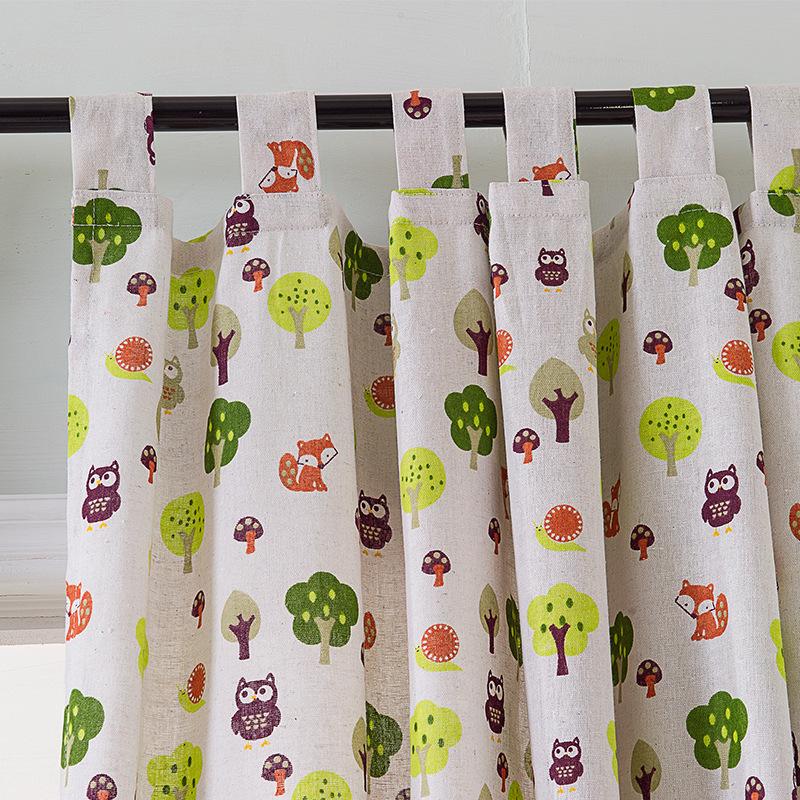 Nordic Style Curtains Printed Children'S Curtains American Country Curtains Linen Cotton Finished Curtains