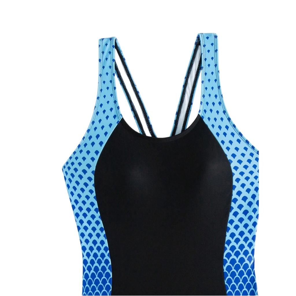 Women's Color-blocked Backless One-piece Swimsuit