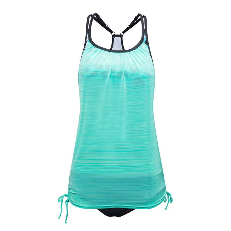 Sleeveless Solid Color Split Tankini - Women's Sexy Summer Beach Swimsuit Set