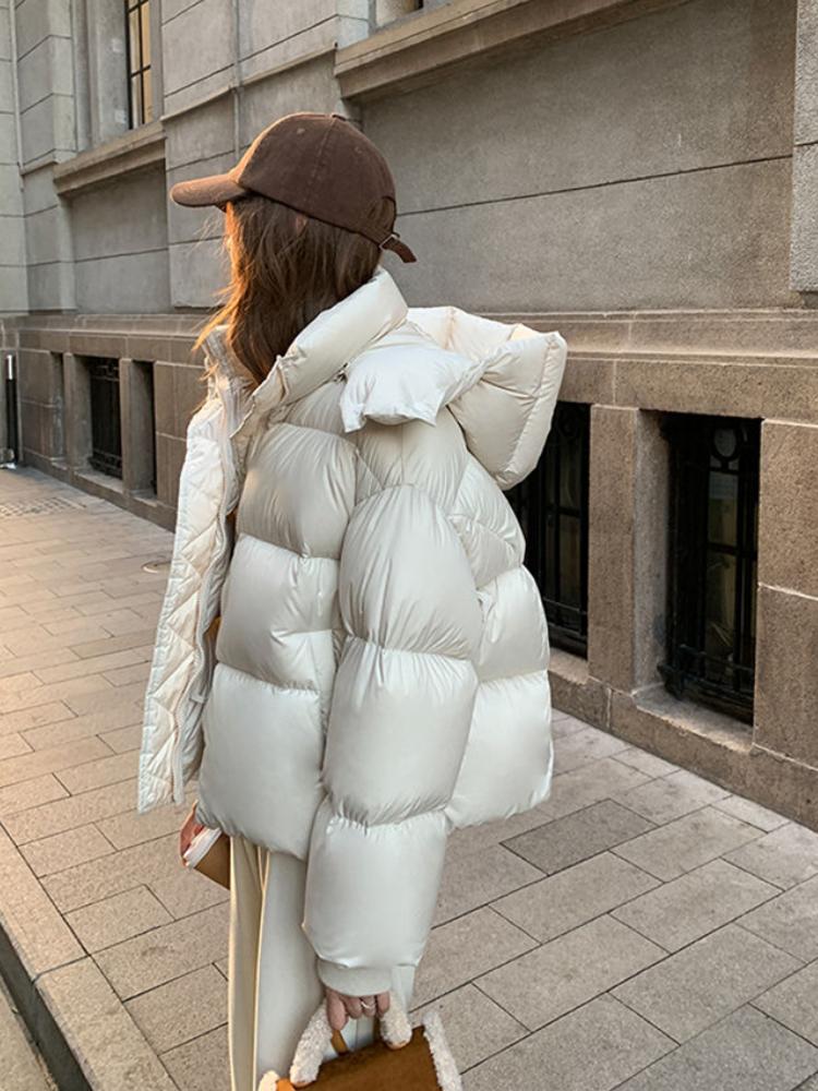 New Winter Sweet Down Cotton Jacket Women Fashion Coat Ladies Hooded Outwear Parkas Thick Cotton Padded Streetwear Overcoat 2024