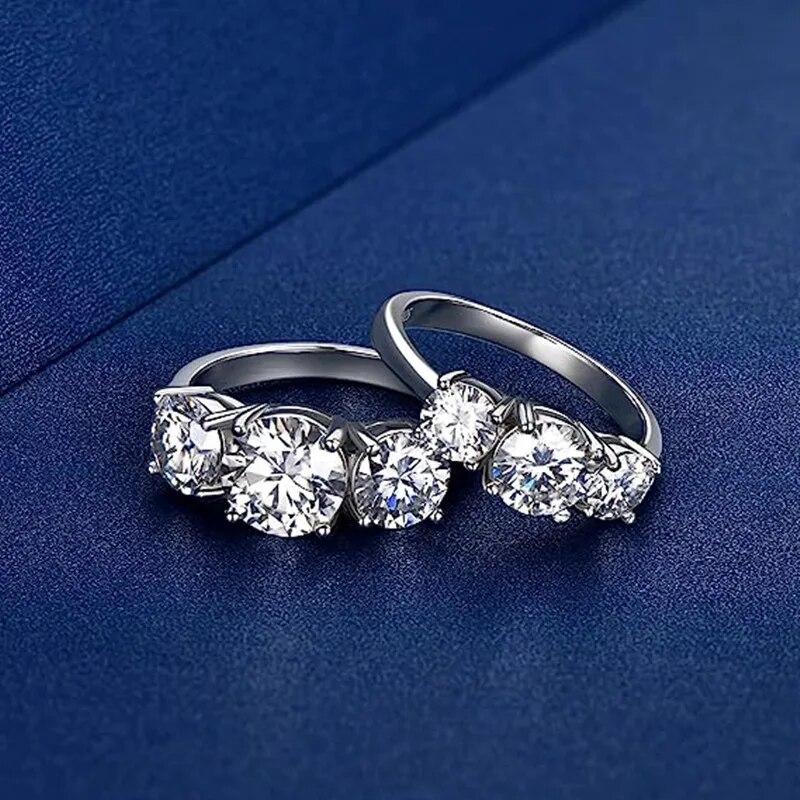 Bague en argent sterling 925 avec moissanite 2 carats à 3 rangées, design tendance, cadeau de niche de luxe léger haut de gamme pour petite amie
