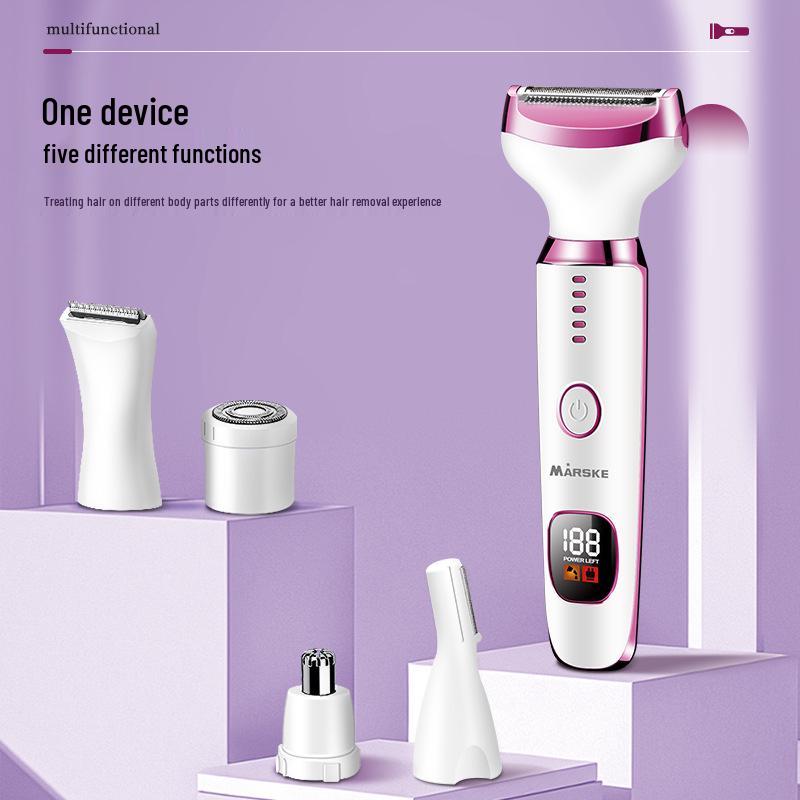 Five-in-One Women's Electric Shaver & Hair Trimmer with Digital Display