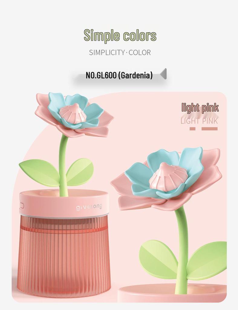 Portable USB Flower Air Humidifier: Low Noise, Small Spray for Home, Bedroom, Desktop, or Car
