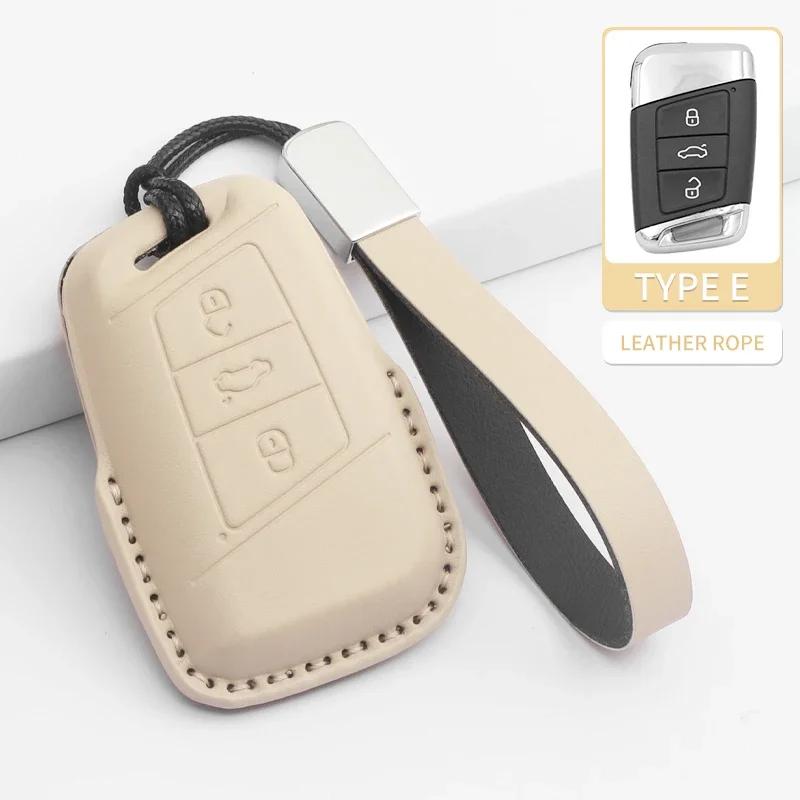 Car Key Cover For VW Volkswagen MK7 Golf 7 Passat Tiguan MK2 For SEAT Ateca Leon FR 2 PU Car Key Protector Shell Accessories