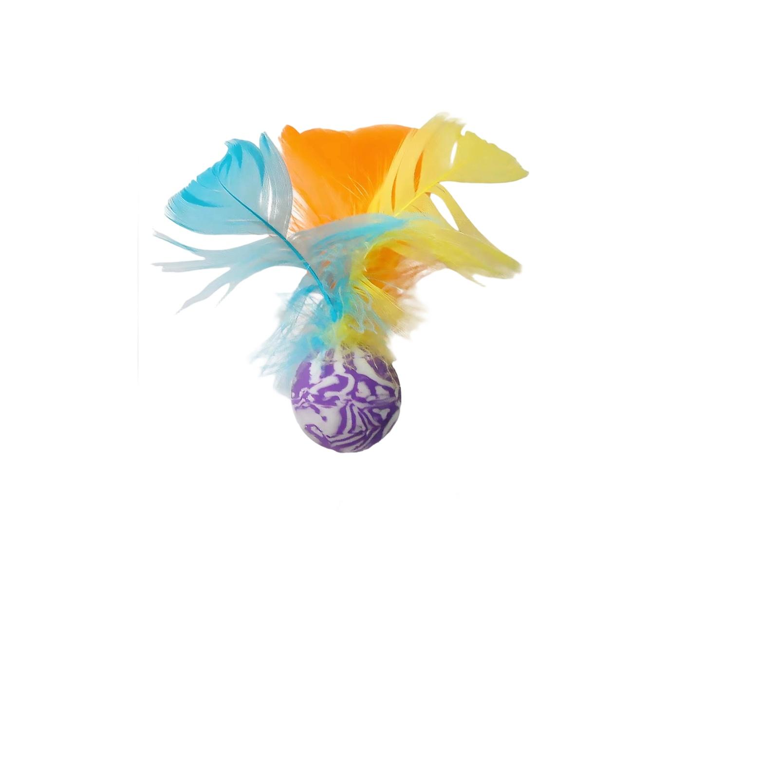 Feather Elastic Ball Toy Teeth Grinding Self-Entertainment Pet Toy for Cats