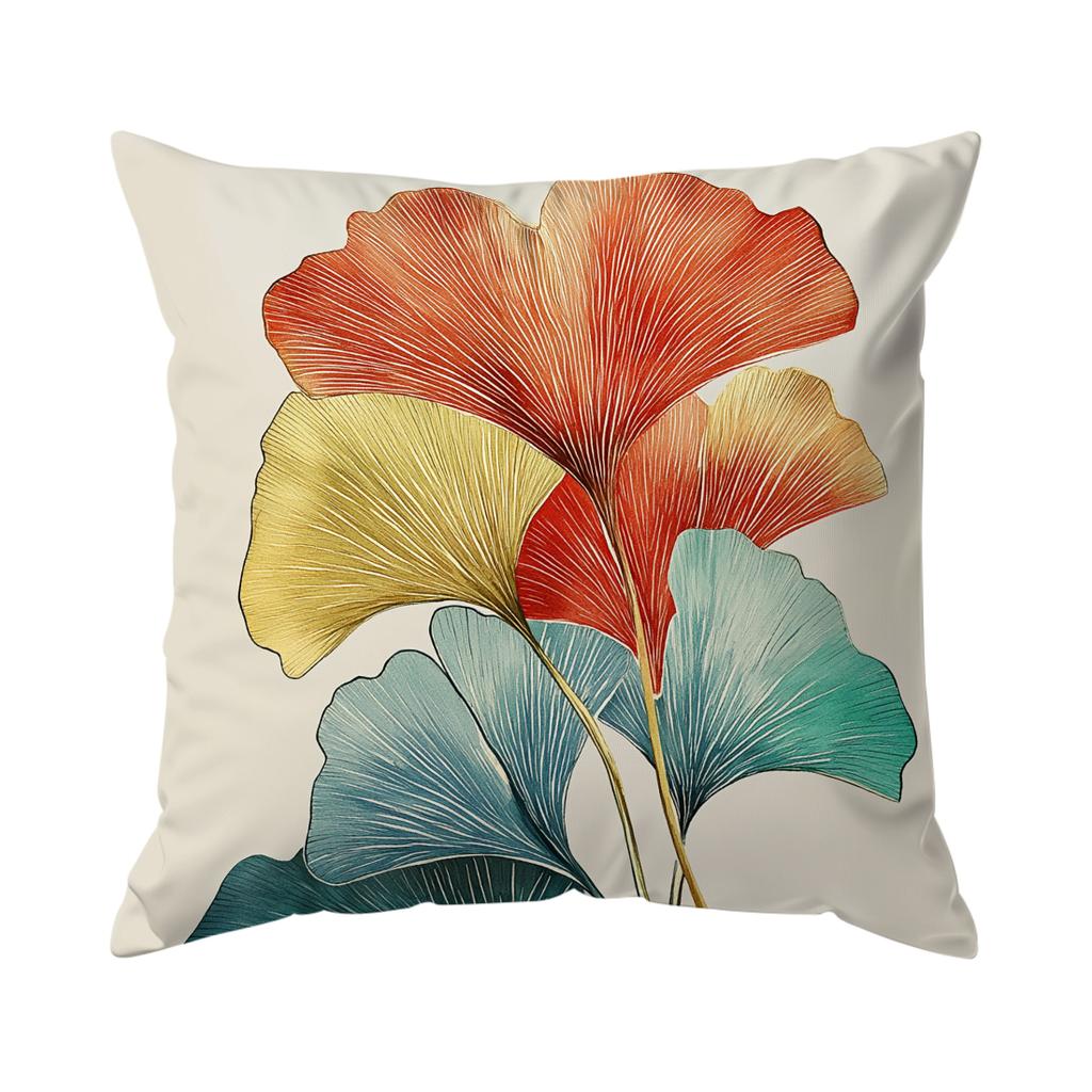 Ginkgo Leaf Cushion Cover Pillowcase Printed Polyester 45X45Cm Throw Pillowcover Decorative Sofa Cushion Pillowslip Home Decor