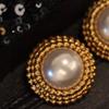 Vintage Premium Glazed Pearl Round Earrings Heavy Industry Ear Clips