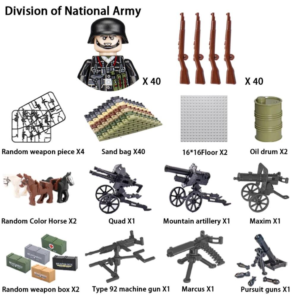 WWII Infantry Military Soldier War National Army Mini Gun Weapon Models Building Blocks Building Blocks Toys for Kids