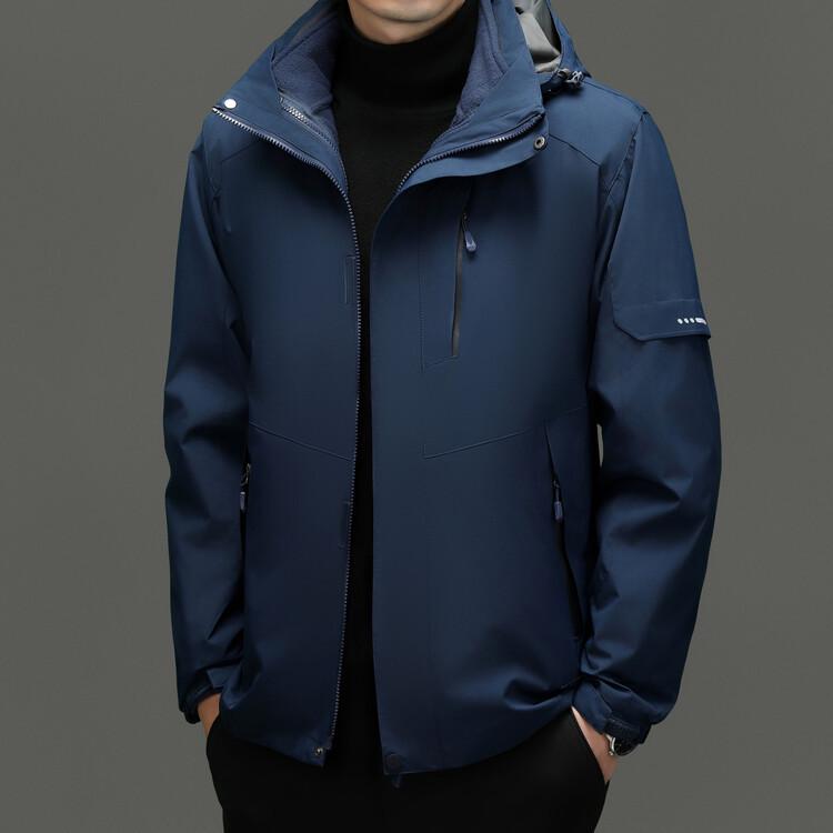 

Men s Autumn Fashion Solid Color Warm Long-sleeved Jacket – Casual Business Coat XL синій