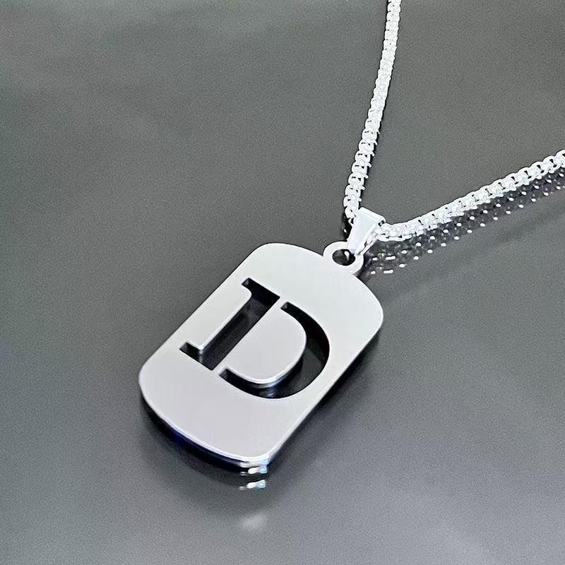 Simple Titanium Steel 26-Letter Necklace for Men and Women - Trendy Minimalist Design