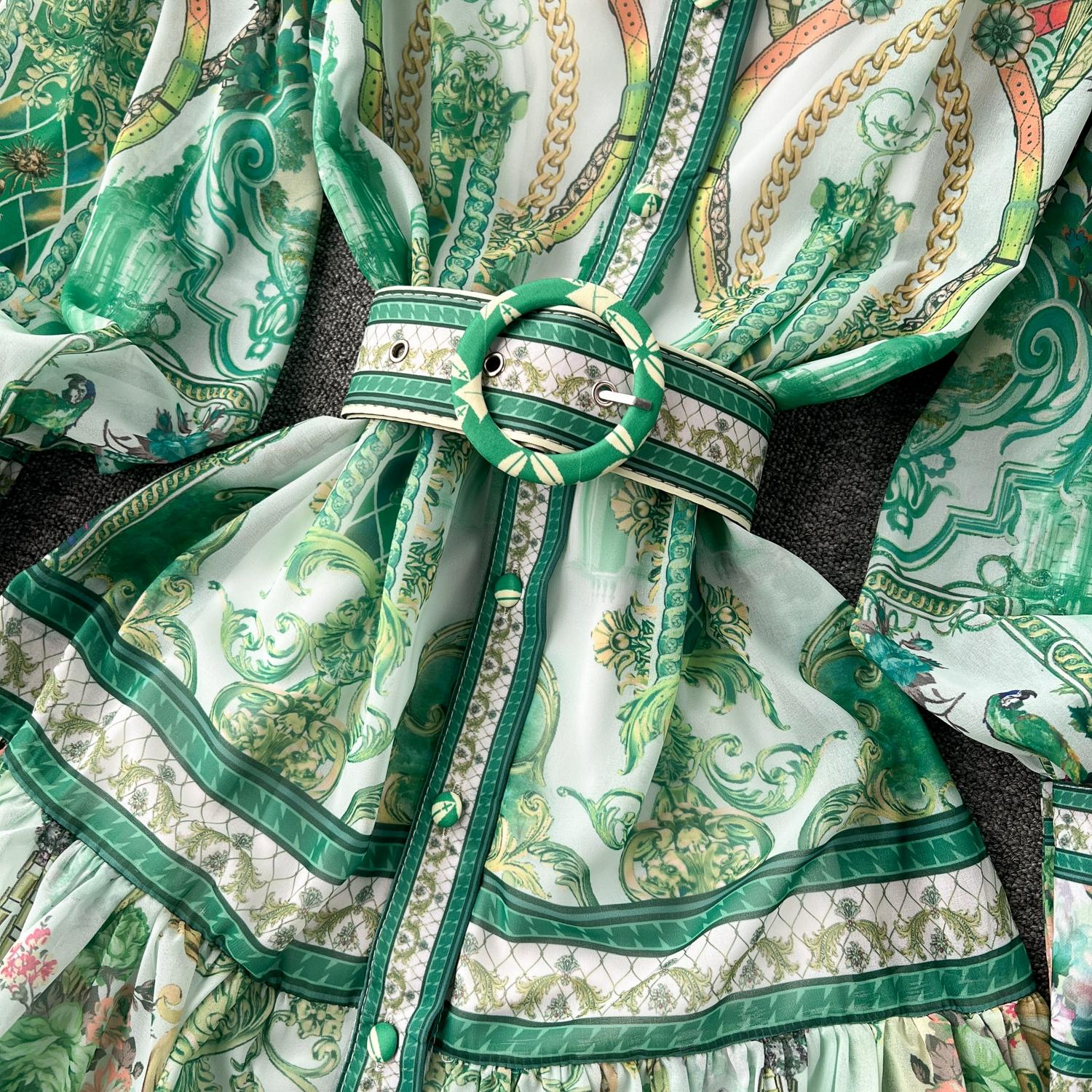 Богемное шифоновое зеленое платье макси — фото 18