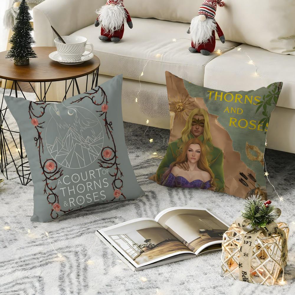 Novel A-A Court Of Thorns And Roses 2 Pillow Case Natural Linen Pillow Case Double-Sided Decor Sofa Pillowcase Home Decor