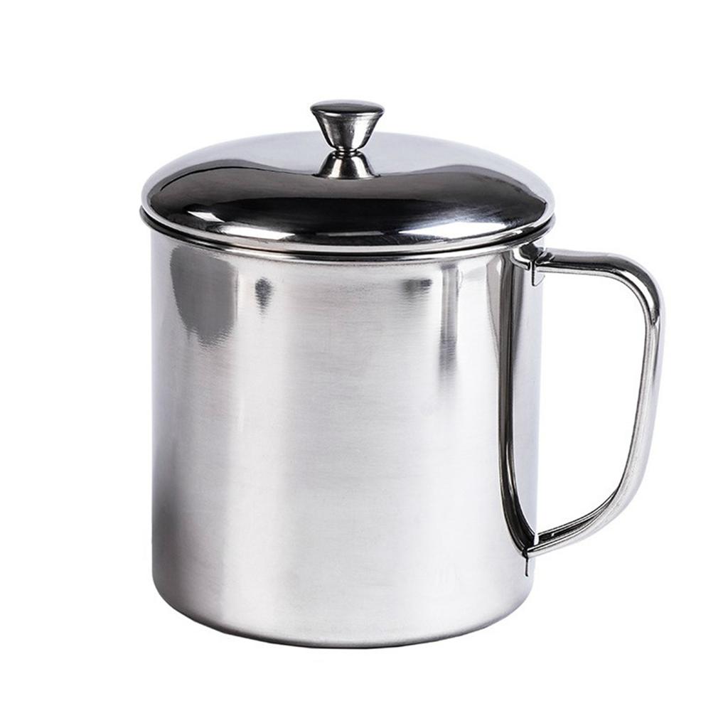 Bärbar vattenkopp 350 ml 304 Rostfritt stål Rostfri Temugg med lock och handtag för mjölk, juice, dryck