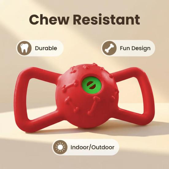 Interactive Dog Toy Squeaky Dog Chew Toy with Dual Handles Textured Tooth Cleaning Toy for Puppy Teething Tug-of-War