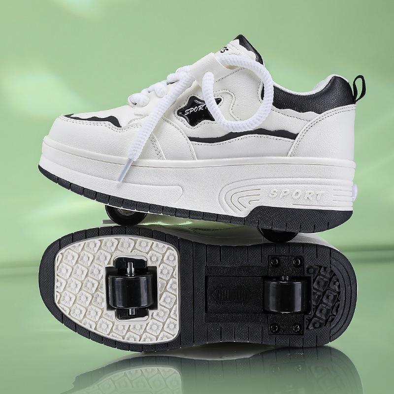 

Детские роликовые коньки Cross-New Double-Wheel Star Roller Shoes - коньки со скрытыми четырьмя колесами для девочек и мальчиков. 32 чёрный