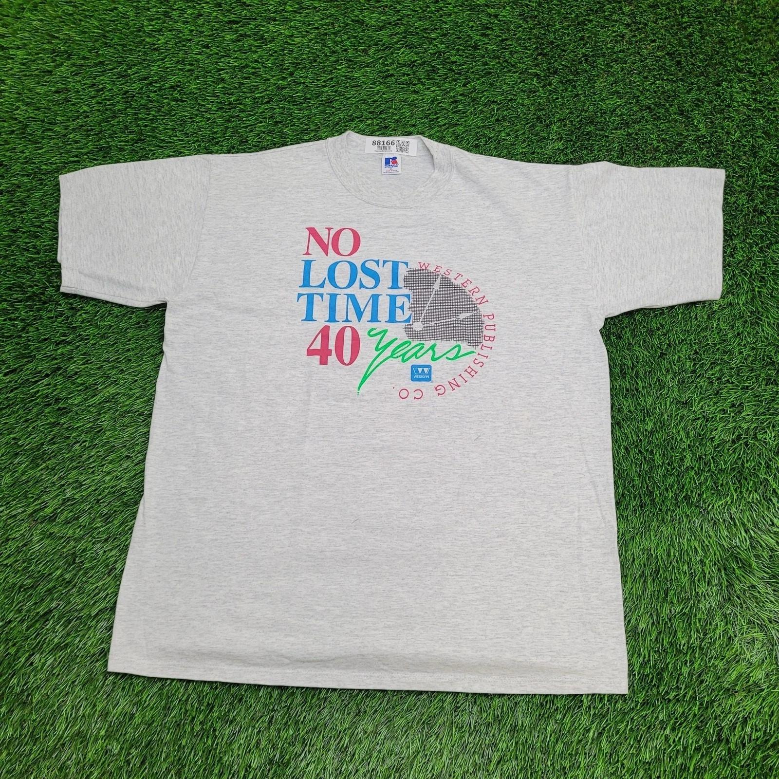 

Vintage 90s Russell-Athletic Shirt L/XL 23x28 Gray Western Publishing S