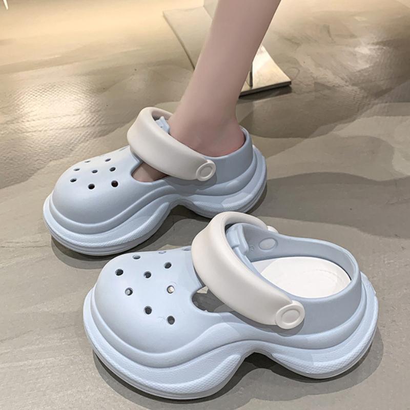 Fashion Women Platform Sandals DIY Laceup Fashion Clogs Thick Sole Summer Garden Shoes Ladies Home Street Slippers Beach Wedges Slides