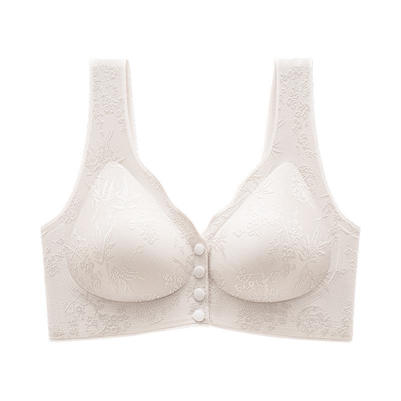 

Jacquard Bra Women s Portable Front-opening Bra Gathering Bra Seamless Back-shaping Underwear Push Up Bra M білий