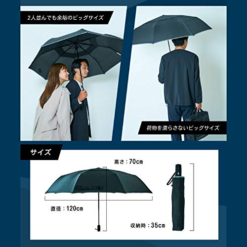 EXCEL Folding Umbrella with Backward Prevention Safety Automatic Large Black 20026 Super Water Wind Resistant [Moonbat] GENT'S Function, Men's,