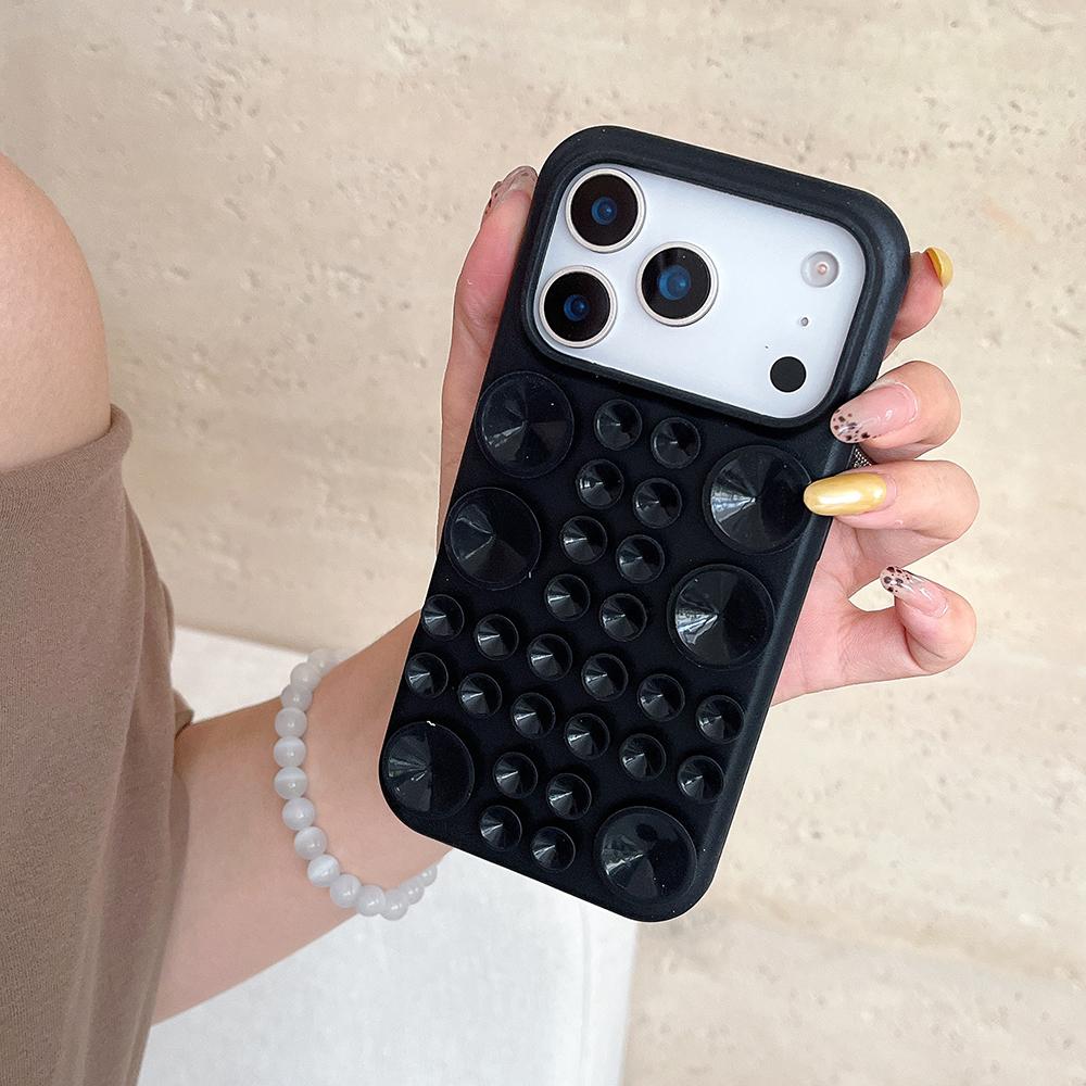 INS Cute Creative Suction Cup Silicone Soft Case For iPhone 17 Air 16 15 14 13 Pro Max Selfie Gadget Holder Sucker Phone Cover