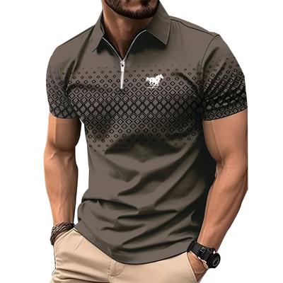 Nova moda masculina roupas de verão moda casual com zíper camisa polo masculina lapela camisa polo de golfe topos.